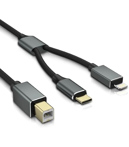 Miruchertter Câble Lightning vers USB 2.0 OTG type B Midi Câble d