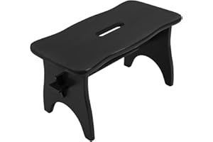 Creative Deco Black Wooden Small Foot Step Stool Chair Rest | 38 x 19 x 21 cm | Pinewood Bench Footstool | Perfect for House, Home Decor, Kitchen, Kids, Toddler, Child, Nursery