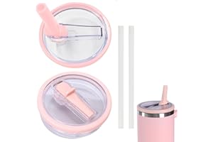 ARROMI 2 Stück Ersatzdeckel für 40oz Becher (2-Strohdeckel+2-Strohhalme) für Stanley Cup Zubehor, Deckel Mit Transparent Pipette, Staubdichte Tumbler Abdeckungen Becher für Stanley Cup (Rosa)