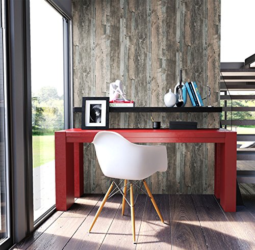 Holz MustertapeteVliestapete Braun Beige Edel , schöne edle Tapete im Holzwand Design , moderne 3D Optik für Wohnzimmer, Schlafzimmer oder Küche inkl. Newroom Tapezier Ratgeber mit super Tipps! - 2
