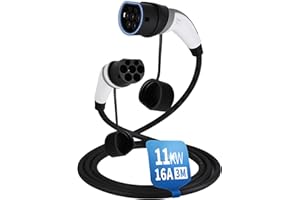 EVIEUN Câble Type 2 de Charge EV Voiture Électrique et Hybrides Rechargeables | Type 2 à Type 2 | 16A 11KW | Triphasé | 3 Mètre | Compatibles avec ID.3 ID.4 Model 3 e-Tron Zoe i3 Leaf e-Golf