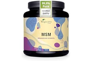 Vegavero Pure MSM Powder 1 kg | Tub | Distilled Organic Sulphur | NO Additives & Non-GMO | Lab-Tested | 1000 g Per Day | Vegan