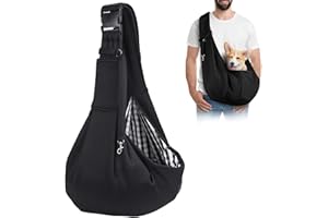 Forhandy Hundetragetasche, Tragbare Haustier Hundetasche mit Verstellbare Schultergurt und Fronttasche Wendbarer Tragetasche Hund bis 7.5kg zum Aktivitäten im Freien/Spaziergang/Ausflüge (Schwarz)