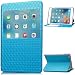 Produktbild TAITOU iPad Mini4 Movie Stand Case, Shiny Big View Window PU Leather Kickstand Snap-On [Book Fold] Cover, New Fashion Grid Texture Light Thin Phone Case For For Apple iPad Mini 4 Blue