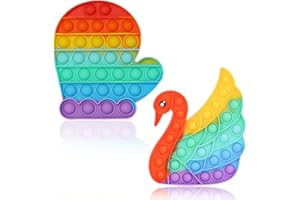 WOXJENA Pop it Fidget Toys, Jouet Stress Ball Multicolore pour soulager le stress et l'anxiété, Éducatif Sensoriel pour tous âges, 2 Packs (Cygne, Gants)