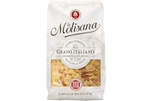 La Molisana, Farfalle Rigate n. 66, Pasta da Solo Grano Italiano - Trafilata al Bronzo, Ruvida e Tenace con Eccellente Tenuta in Cottura - Confezione da 500 g