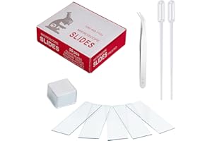 DBTW 50 Microscope Glass Slide, 100 Microscope Cover Glasses, White Glass Plain Microscope Slides, Pre-Cleaned Microscope Slides with 2 Droppers, Microscope Slides with Ground Edge for Laboratory Research