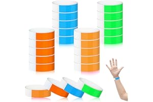 Lociban 400 Pezzi 4 Colori Braccialetti Carta Eventi, Impermeabili Bracciali Carta per Eventi, Braccialetti Feste, Braccialetti Identificativi per Concerti, Festival, Campi da Gioco, Feste (25×2cm)