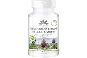 ‎HERBADIREKT Artischocken Extrakt Kapseln - hochdosiert - 1050mg Artischocken-Extrakt pro Tagesdosis - vegan - 2,5% Cynarin - 90 Kapseln | HERBADIREKT by Warnke Vitalstoffe