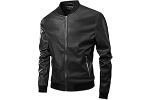 TONY BACKER Giacca Ecopelle Primavera Uomo Leggero Giubbino Casual Autunnale Bomber Giubbotto Vintage