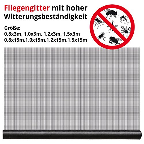 casa pura® Fliegengitter für Fenster und Türen | Zuverlässiger Insektenschutz aus Fiberglas mit Vinyl-Beschichtung | Farbe schwarz | in 2 Längen und 4 Breiten verfügbar (15m x 0,8m) - 5