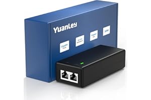 YuanLey Gigabit Injector PoE 30W, Iniettore PoE+ Converte Non PoE in PoE+, Iniettore di PoE 48V 802.3at/af, 10/100/1000Mbps Adattatore PoE Plug & Play, Distanza Fino a 100 Metri