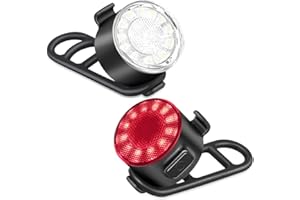 TE-RICH Bike Lights Set Rechargeable, LED Bicycle Lights Front and Rear USB, Waterproof Safety Lighting for Commuting/Road Cycling - Easy to Mount & Remove/6 Modes - Cycle Lights for Kids Helmet Women Men