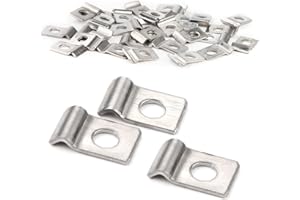 XoeLLe Pack of 50 Mounting Clamps Metal Pipe Clamps High Performance Cable Clips Pipe Fastening Single Hole U Pipe Clamps Stainless Steel Pipe Clamp for Cable Diameter 2-3 mm