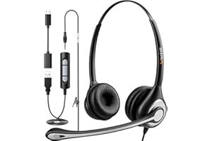 Wantek Cuffie con microfono USB 3,5 mm Jack Tipo C Adattatore Professioanl Cuffie con Cancelling Mic per Call Center Business Online Chat Corsi PC Smartphone MacBook