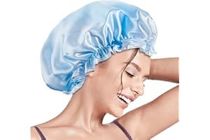 Aquior Shower Caps, Reusable Shower Cap for Women, Double Layer Waterproof Hair Cap, Large Size for All Hair Lengths, for Girls Spa Home Salon