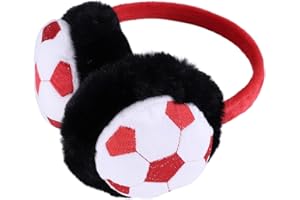HKSICHENGKEJIUK Kids Cute Football Earmuffs Ear Warmers for Boys Girl Warm Soccer Earmuffs Head Band Winter Furry Plush Ear Covers for Sports Outdoor Running Walking in Cold and Freezing Weather