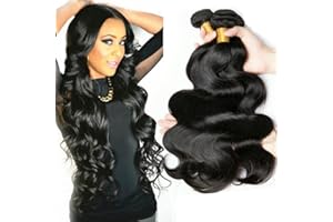 MUABY Body Wave Bundles Human Hair Long Brazilian Virgin Hair Bundles Cabello Natural Humano Cabello Humano Ondulado Color Negro Nnatural 3 Bundles total 300g 14 16 18 pulgadas