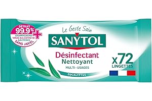 Sanytol - Lingettes Multi-Usages Désinfectantes Eucalyptus x 72 lingettes