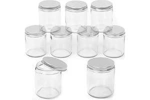 Swpeet 8-pack 8 oz - 240 ml transparent glas med silverlock, sortimentsats, rund behållare