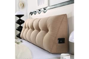 OLHAUYUAN Trójkątna poduszka pod zagłówek Poduszka lędźwiowa Poduszka do czytania łóżka, ze zdejmowaną kieszenią do domu, sypialni i salonu.