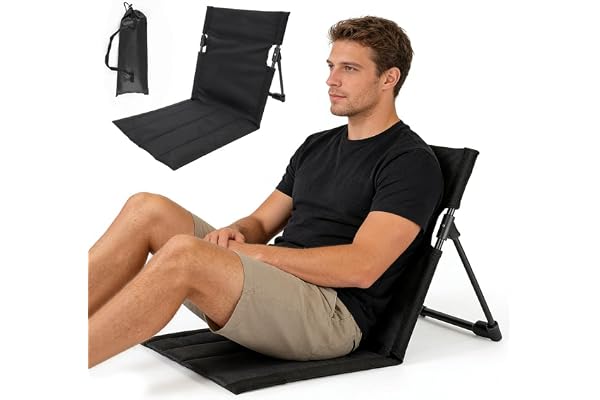 RNPKZ Strandmatta med ryggstöd, strandkorg med ryggstöd, strand hopfällbar stolstoppning, bärbar strandstol, vikbar golvstol