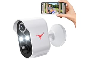 HopeFlex Security Camera Wireless, Human Detection, Live View, Cloud Storage, Color Night Vision, 2.4G WiFi, Indoor Outdoor Surveillance, Battery Powered (2 Spotlights)