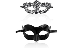 ZWZNBL 2er Pack Paar Abschlussball Masken, 1 Phönix Muster, 1 Schwarz Klassischer Stil, Spitze Augenbinde für Sexy Elegante Party, Venedig Karneval, Halloween, Maskerade, Augenbinde Mystery Halbmaske für Männer und Frauen