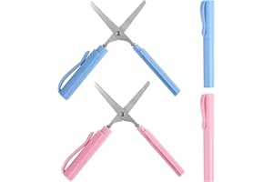 JOYRAY Portable Pen Shape Scissors 2PCS Mini Kids Blunt tip Safety Scissors Creative Folding Pocket Scissor Multifunction DIY Handmade Shears Stationery for Office Home School Class Student Teaching Supply