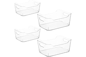 Navaris Cajas organizadoras para Nevera - Set 4X Caja Transparente en Dos tamaños para frigorífico despensa latas cajones - 4X Organizador de Cocina