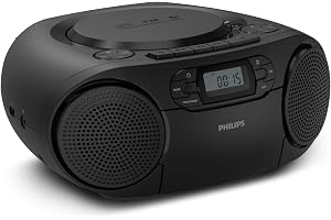 TAZ2200 Portabel CD- och kassettmusikmaskin med FM-radio, Bluetooth 6.0, USB-uppspelning, Audio‑In, Dynamic Bass Boost, 6 W stereohögtalare, AC/batteridrift, bärhandtag –