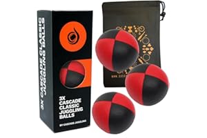 Cascade Juggling 3 x Pro 115g Classic Thud Balls - Set of 3 (Red and Black) with Carry Bag - Suitable for Kids