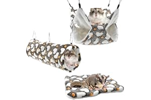 Vehomy Hamster Hängematte Frettchen Tunnel Matte Ratte Tunnel Zucker Gleiter Käfig Zubehör Kleines Haustier Versteck Bett für Eichhörnchen Ferret Chinchilla 3Pcs