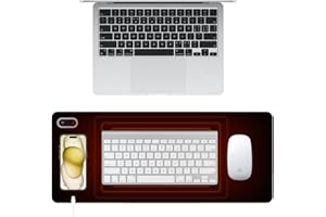 Hojalis Tapis De Souris Chauffant, 80x33CM Tapis Souris Chauffant, Tapis Bureau Chauffant Avec 5 Niveaux De Chaleur Et Arrêt Automatique 4 Heures, Étanche, pour Bureau à la Maison Hiver