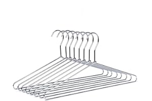 Amber Home 10 Unidades 43cm Perchas de Hierro Cromado, Plata Metálico Percha para Trajes Camisetas Camisas Chaquetas Vestidos Faldas Pantalones