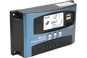 ARAMOX Controlador de carga solar, 40/50/60/100A MPPT Controlador de carga solar Regulador del cargador de bater¨ªa Pantalla LCD USB dual 12V 24V(40A)