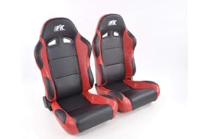 FK AUTOMOTIVE FK-Automotive, Set sedile sportivo Spacelook, effetto carbonio, 1 X sedile sinistro + 1 X destro, colore nero e rosso