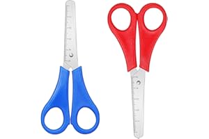 FOFUYIM 2Pcs Blunt Tip Kids Scissors with cm Scale, Children Safety Scissors for DIY Craft, Kids Scissor for Scrapbooking