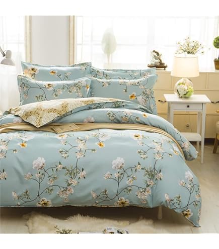 Baumwolle Bettwäsche Set 2-tlg - 135x200cm + 80x80cm Blumen Design