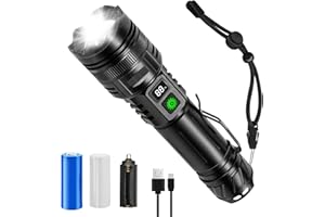 WEDETIAN Lampe Torche LED Rechargeable,25000 Lumens Lampe de Poche LED Ultra Puissante, 5 Modes D'éclairage IP65 Étanche Lampe Led Rechargeable Lampe Tactique Pour Camping Randonnée Urgence