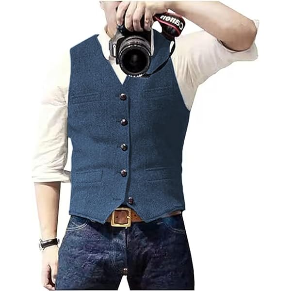 Gilet Vintage Boutonné En Velours Côtelé Pour Homme - Coupe Slim Style Britannique, Neuf Avec étiquettes