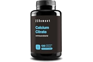ZENEMENT Calcium Citrate with Vitamin D3 and K2 - for Healthy Teeth, Bones and Muscles - Formulated with Enhanced D3 and K2 - Highly absorbable - 120 Vegetarian Capsules