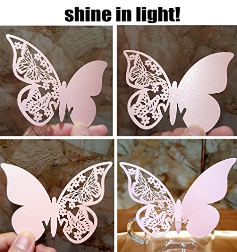 50 PCS Namenkarte Schmetterling Form Platzkarten Glasanhänger für Weinglas Cup Wandtattoos Wandsticker für Geschenk Hochzeit Party LianLe - 4