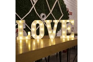 Creperture Love Enseigne Lumineuse à LED Lettre, 22cm LED Décoration de Mariage Lampe LED Lettrage Sign Alimentation par Piles Lumières pour Extérieur, Intérieur, Bar, Fête, Fiançailles Cadeau