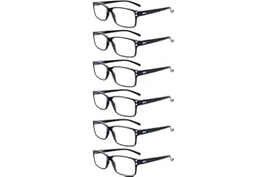 ZONLON 6 Pack Reading Glasses for Men Women Blue Light Blocking Lightweight Black Computer Readers with Spring Hinges