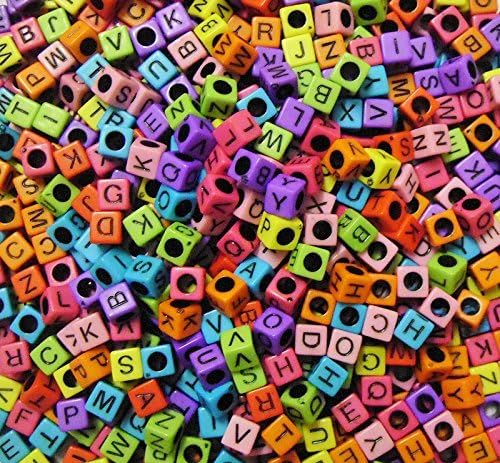 Multi-Coloured Opaque Alphabet Letter Beads, Use with Loom Band Bands to make Bracelets and other Jewellery! Looks Like a Rainbow! 6mm (100)