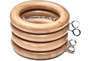 HomeElabador Ganchos de Madera para Aros para Colgar Cortinas con Ojetes, 24 Piezas, 45 mm de diámetro Interno, Madera Natural