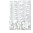 BOURINA Textured Solid Soft Sofa Throw Couch Cover Knitted Decorative Blanket,White, 152x203cm