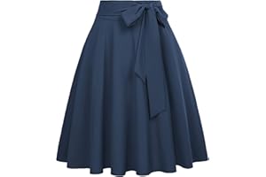 Belle Poque 50s Style Pleated Swing Skirt for Tea Party Cocktail with Pockets GF560