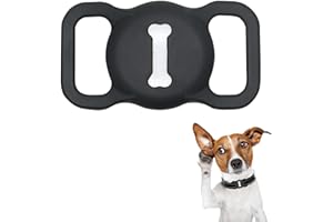 Aukvite Schutzhülle Kompatibel mit Airtag Haustierhalsbändern, 1 Stück Silikon Schutzhülle für Airtag GPS Finder Hunde und Katzenhalsbandzubehör (Schwarz)